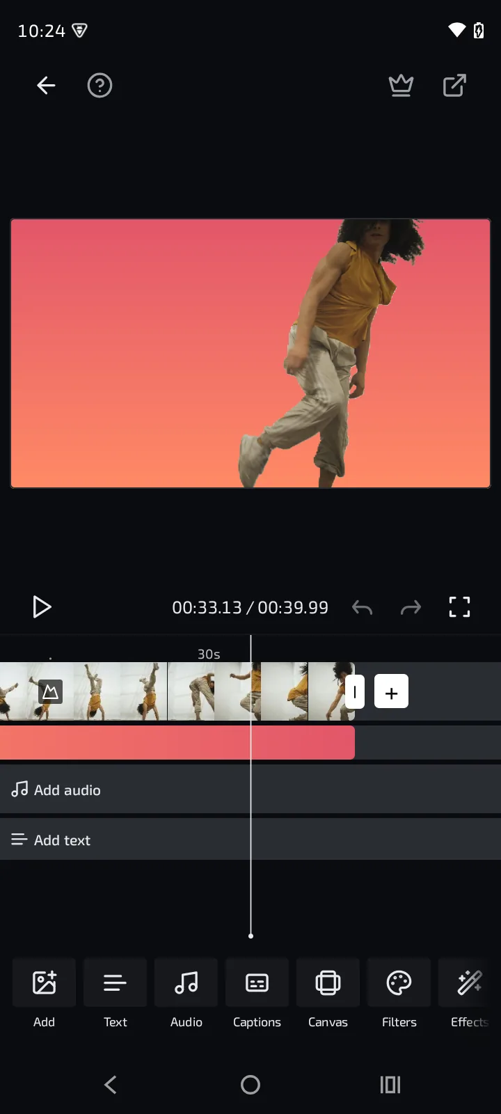 Creator replacing a video background live — subject matted onto a gradient, no green screen